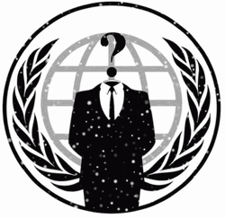 Creepy Anonymous Hacker Logo Suit Question Glitters GIF