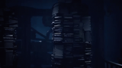 Creepy Doll Looking Out Window At Night GIF