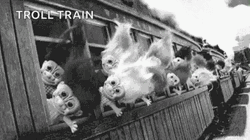 Creepy Troll Train Ride GIF