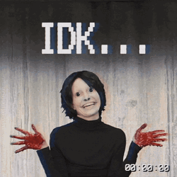 Creepy Woman Shrugs GIF