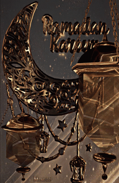 Crescent Moon And Lanterns Ramadan Kareem GIF
