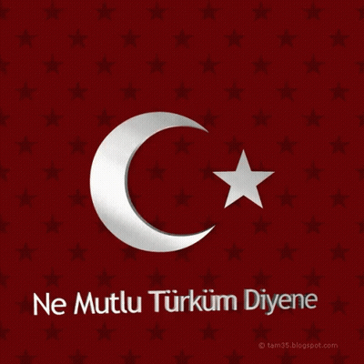 Crescent Moon And Star On Red Background Ne Mutlu Turkum Diyene GIF