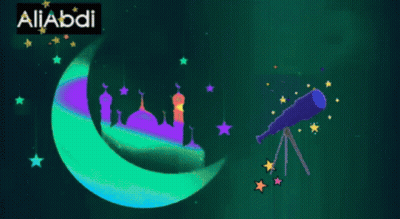 Crescent Moon And Telescope With Aliabdi GIF