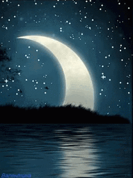 Crescent Moon Starry Night