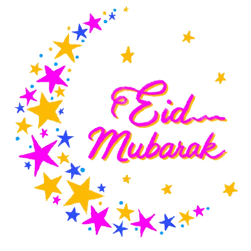 Crescent Moon With Eid Mubarak Text Sticker