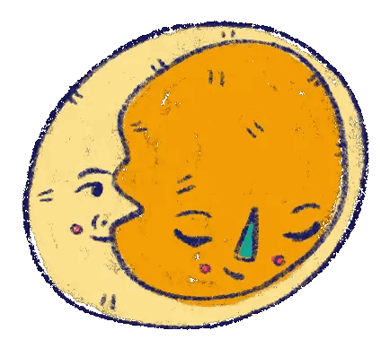 Crescent Moon With Face Sticker