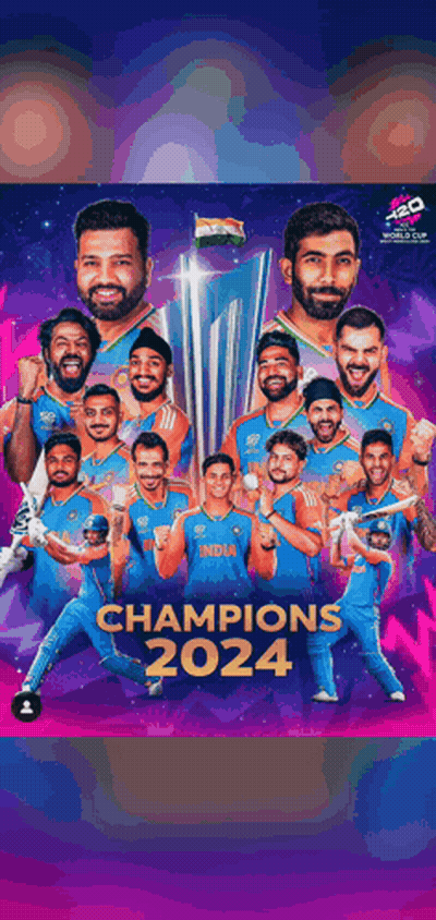 Cricket Players Posing Champions 2024 GIF