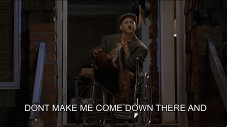 Crippled Man Saying Don't Make Me Come Down There GIF