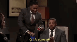 Crisis Averted Two Men Wearing Gray Suit GIF