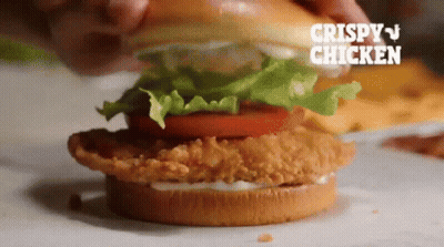 Crispy Chicken Sandwich With Lettuce And Tomato GIF