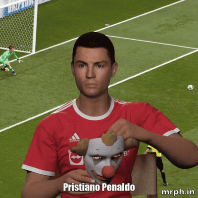 Cristiano Ronaldo Holding Clown Mask GIF