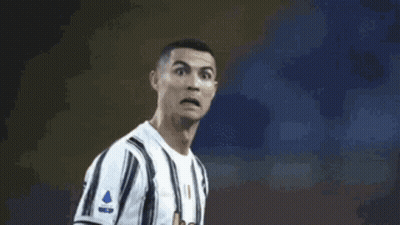 Cristiano Ronaldo Is Wearing A Striped Jeep Jersey And Making A Funny Face . GIF