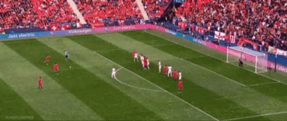 Cristiano Ronaldo Scoring A Goal Even With Lots Of Guard GIF