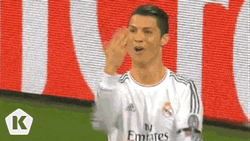 Cristiano Ronaldo Scoring A Goal Hand Gesture Playfully GIF