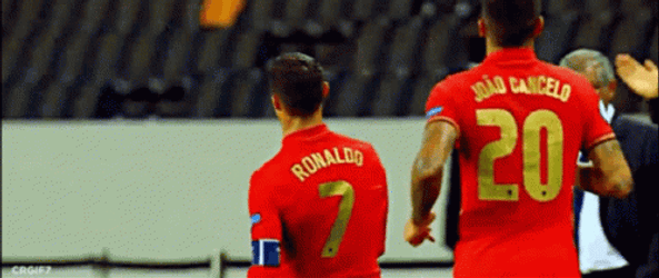 Cristiano Ronaldo Siu Jump Crimson Jersey GIF