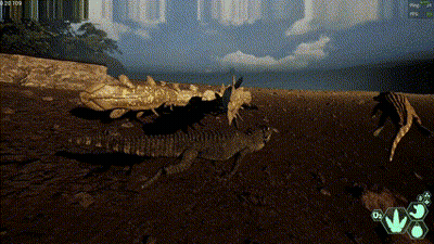 Crocodile And Dinosaur In Video Game GIF