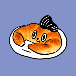 Croissant With Face Breakfast GIF