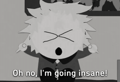 Cross-Eyed Cartoon Saying Oh No I'm Going Insane GIF