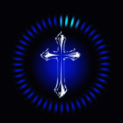 Cross Surrounded By Blue Rays GIF
