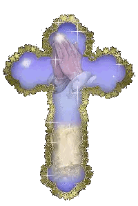 Cross With Praying Hands Sticker
