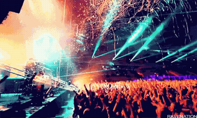 Crowd At Concert Throwing Confetti GIF