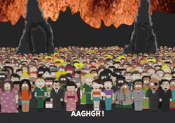 Crowd Burning Hell Fire South Park GIF
