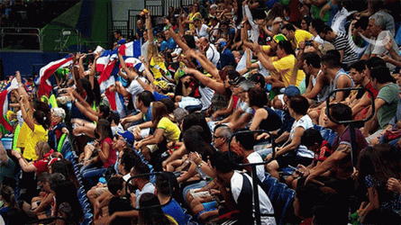 Crowd Cheering And Waving Hands Up GIF
