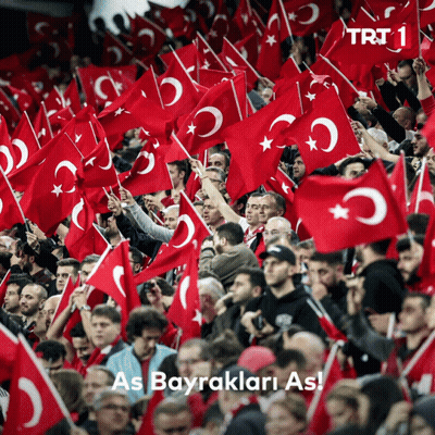 Crowd Holding Turkish Flags With TRT 1 GIF