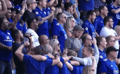Crowd In Blue Shirts Saying King Power GIF