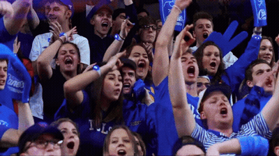Crowd In Blue Shirts Saying Runners GIF