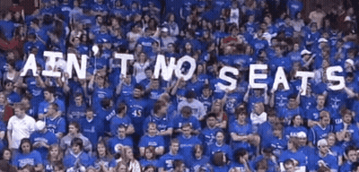 Crowd In Blue Shirts With Ain't No Seats GIF