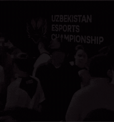 Crowd In Front Of Uzbekistan Esports Championship Sign GIF