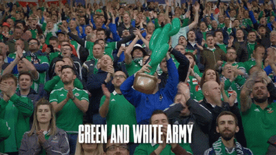 Crowd In Green And White Army Jerseys GIF