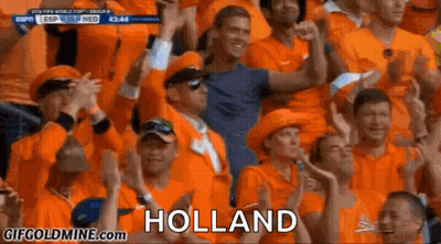 Crowd In Orange Shirts And Hats Watching Soccer Game Holland GIF