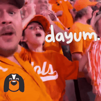 Crowd In Orange Shirts Saying Dayum GIF