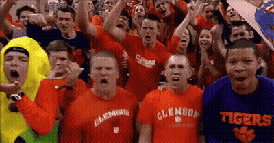 Crowd In Red Clemson Shirts GIF