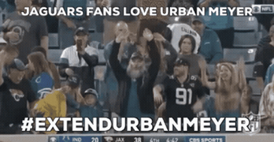 Crowd In Stadium Saying Jaguars Fans Love Urban Meyer #Extendurbanmeyer GIF