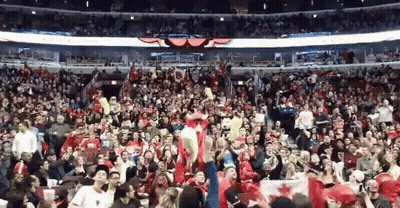Crowd In Stadium With Chicago Bulls Banner GIF