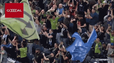Crowd In Stadium With Goodal Logo GIF