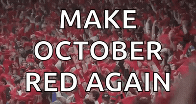 Crowd In Stadium With Make October Red Again GIF