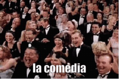 Crowd In Tuxedos Laughing And Applauding At Awards GIF