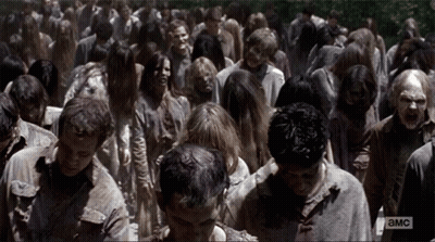 Crowd Of Zombies Walking GIF