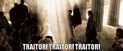 Crowd Shouting Traitor GIF