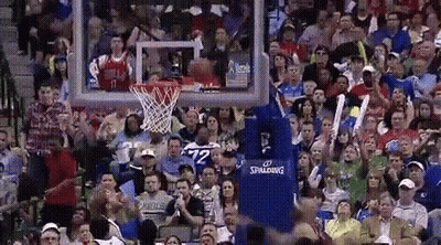 Crowd Watching Basketball Game With Spalding Logo GIF