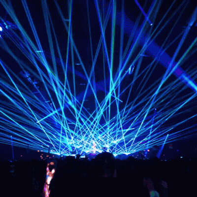 Crowd Watching Concert With Blue Lights