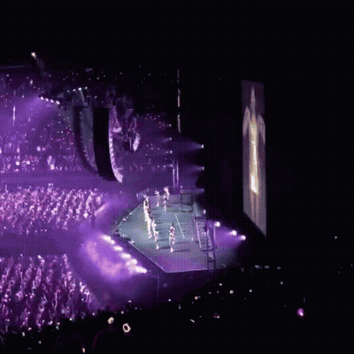 Crowd Watching Concert With Pink Sign GIF