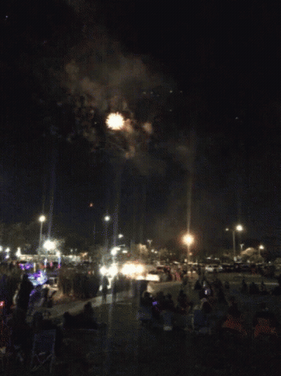 Crowd Watching Firework Display GIF