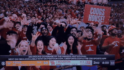 Crowd Watching Game With Coogs House Sign GIF