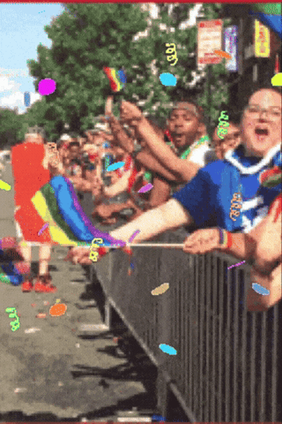Crowd Watching LGBTQ Parade GIF