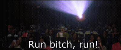 Crowd Watching Movie Saying Run Bitch Run GIF